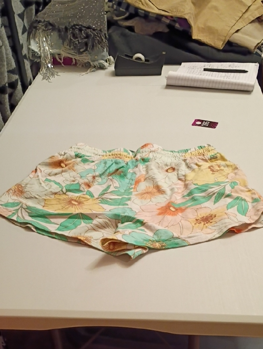 O'Neill Floral Drawstring Athletic Shorts in Yellow, Mint & Cream - Picture 10 of 10